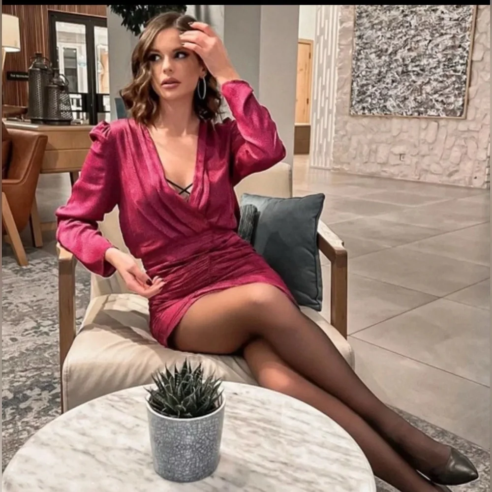 Zara Ruched Satin Dress Size S